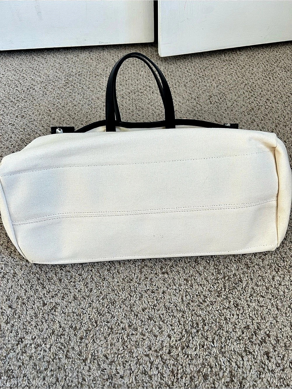 Anthropologie Canvas Tote in cream & Black - Picture 7 of 7